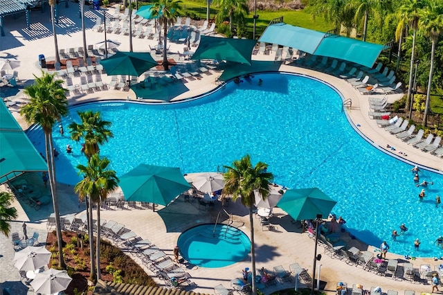 2411 New Haven Cir Unit 70, Sun City Center, FL 33573 - community pool featuring a patio
