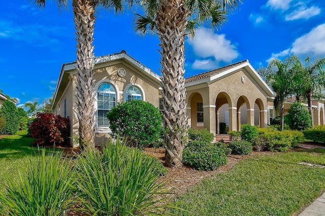 5662 Fossano Dr, Sarasota, FL 34238 - view of front of house featuring stucco siding and a front lawn