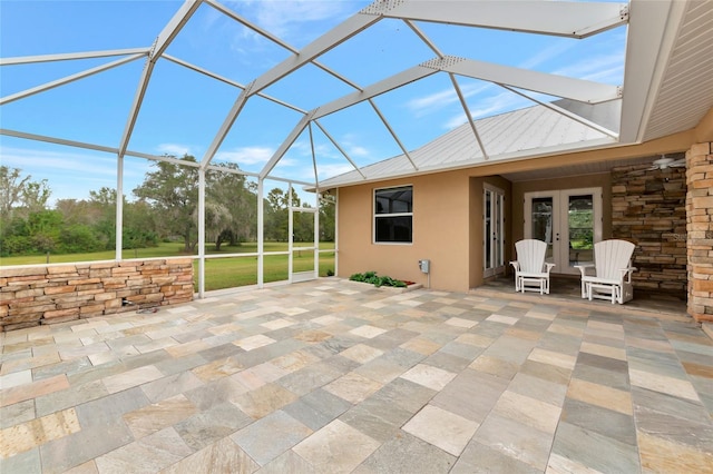 920 Lena Ln, Sarasota, FL 34240 - view of patio / terrace with french doors and glass enclosure