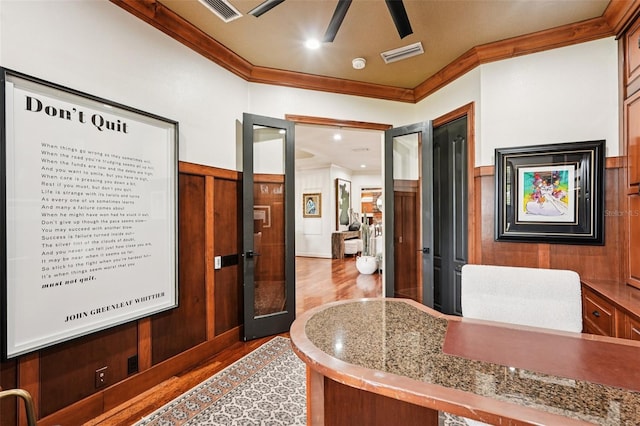 3906 Twin Rivers Trl, Parrish, FL 34219 - home office with crown molding and wood finished floors