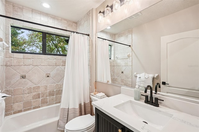 3906 Twin Rivers Trl, Parrish, FL 34219 - bathroom with vanity, shower / bathtub combination with curtain, and recessed lighting