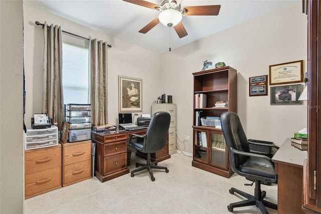 1415 Millbrook Cir, Bradenton, FL 34212 - office area with a ceiling fan and light tile patterned flooring