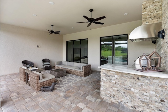 4735 Cassio Ct, Bradenton, FL 34211 - view of patio featuring a ceiling fan and an outdoor living space