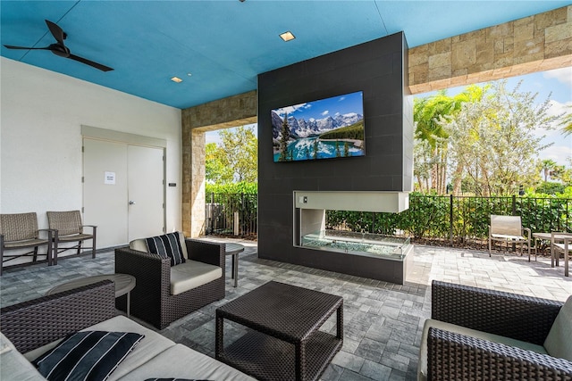 4735 Cassio Ct, Bradenton, FL 34211 - view of patio / terrace with outdoor lounge area and ceiling fan
