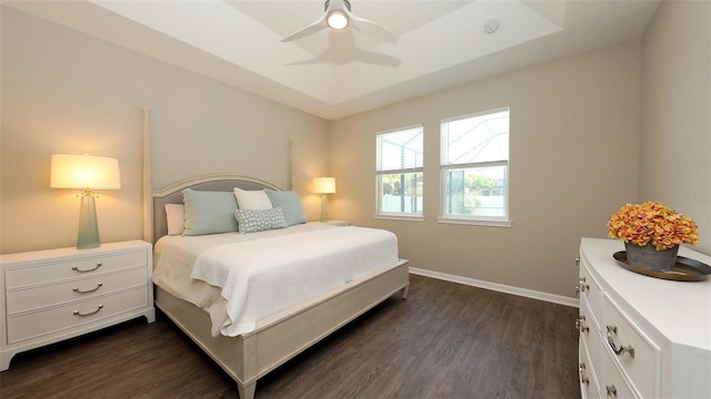 11223 Spring Gate Trl, Bradenton, FL 34211 - bedroom with dark wood finished floors and a ceiling fan