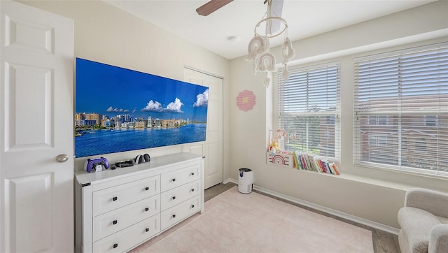 8907 White Sage Loop, Lakewood Ranch, FL 34202 - sitting room featuring ceiling fan and baseboards