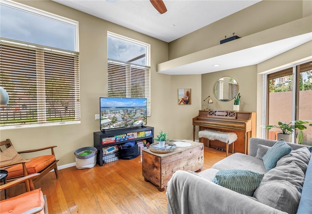 200 Cocoanut Ave Unit 1, Sarasota, FL 34236 - living area featuring hardwood / wood-style floors and ceiling fan