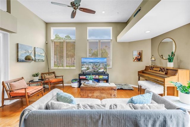 200 Cocoanut Ave Unit 1, Sarasota, FL 34236 - living area featuring a ceiling fan and wood finished floors