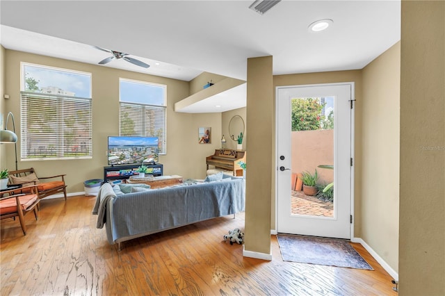 200 Cocoanut Ave Unit 1, Sarasota, FL 34236 - living room with light wood-style flooring and ceiling fan
