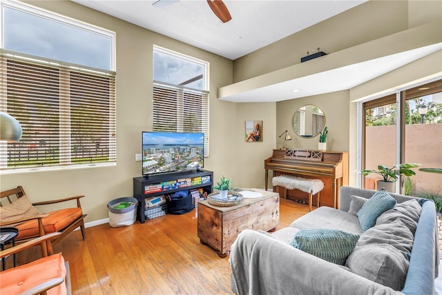 200 Cocoanut Ave Unit 1, Sarasota, FL 34236 - living room with hardwood / wood-style floors, plenty of natural light, and ceiling fan