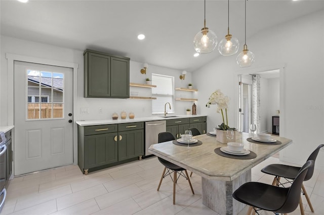 3310 W 9th Ave, Bradenton, FL 34205 - dining space featuring vaulted ceiling and recessed lighting