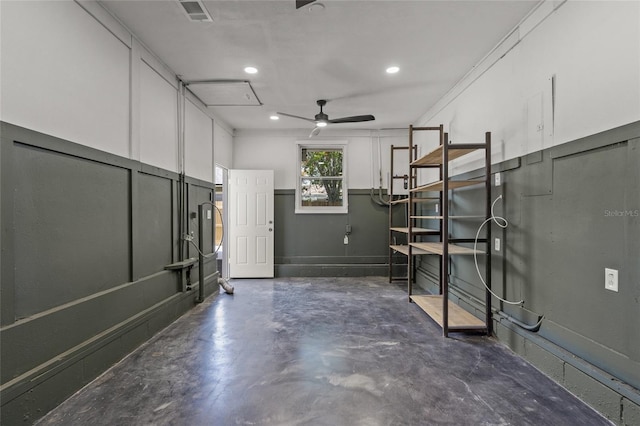 3310 W 9th Ave, Bradenton, FL 34205 - entrance foyer with a ceiling fan, concrete floors, and recessed lighting