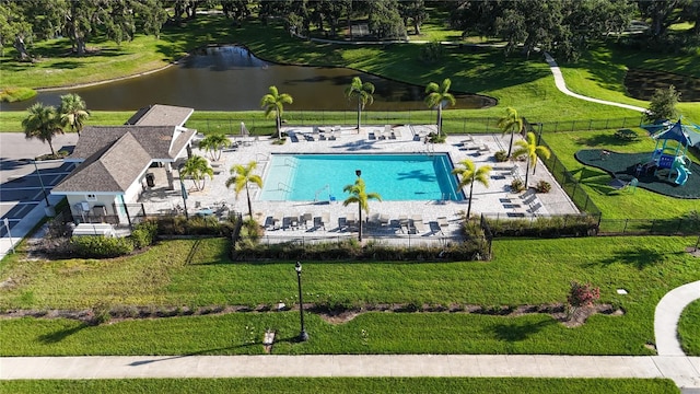 6120 115th Ave E, Parrish, FL 34219 - drone / aerial view of a pool and a large body of water