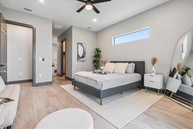 9150 Key W St, Port Charlotte, FL 33981 - bedroom with light wood-style floors, recessed lighting, and a ceiling fan