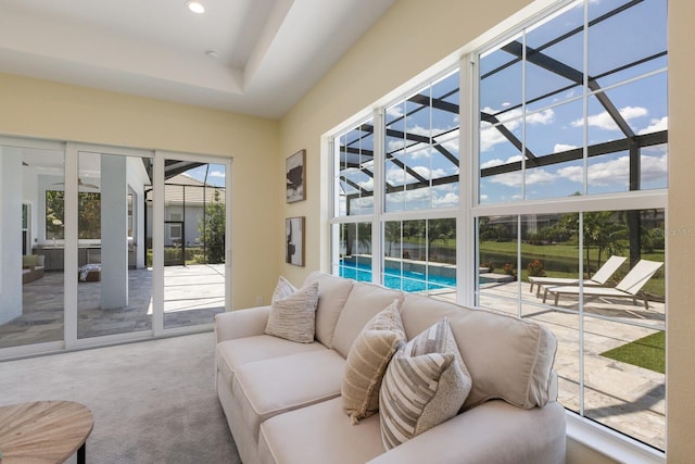 16511 Cornwall Ln, Lakewood Ranch, FL 34202 - carpeted living area with recessed lighting