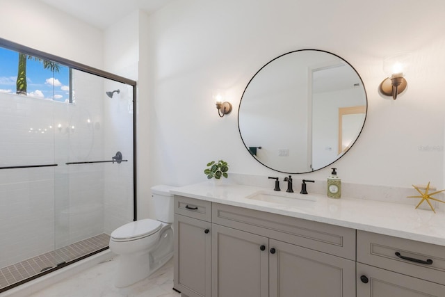 16511 Cornwall Ln, Lakewood Ranch, FL 34202 - full bath with vanity, a stall shower, and marble finish floors