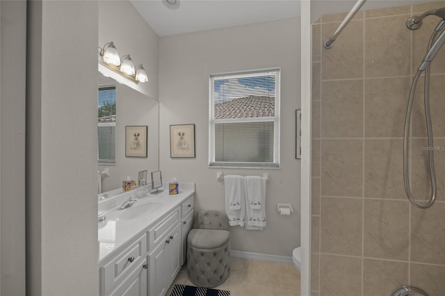 2937 Seasons Blvd, Sarasota, FL 34240 - full bath featuring vanity, a tile shower, and tile patterned flooring