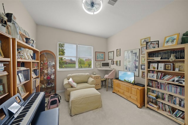 2937 Seasons Blvd, Sarasota, FL 34240 - living area featuring carpet floors and a ceiling fan