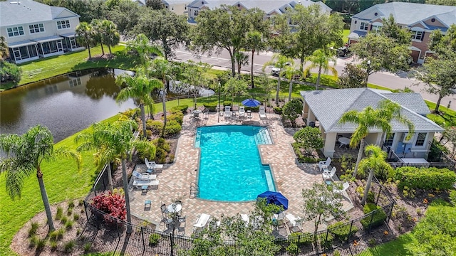 26548 Castleview Way, Wesley Chapel, FL 33544 - aerial perspective of suburban area with a pool area and a large body of water