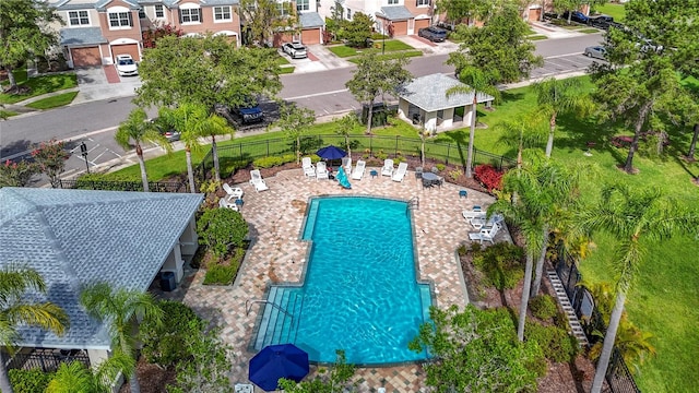 26548 Castleview Way, Wesley Chapel, FL 33544 - aerial perspective of suburban area featuring a pool area