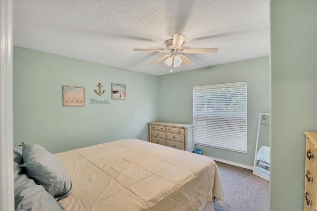 815 Greenview Dr, Apollo Beach, FL 33572 - bedroom featuring carpet flooring, a textured ceiling, and ceiling fan