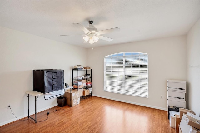 815 Greenview Dr, Apollo Beach, FL 33572 - office with wood finished floors and a ceiling fan