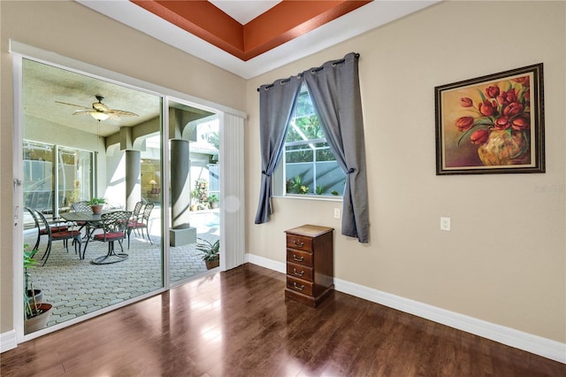 2801 SW 29th Ct, Cape Coral, FL 33914 - doorway with wood finished floors and a ceiling fan
