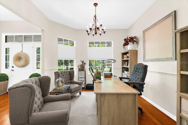 21705 67th Ave E, Bradenton, FL 34211 - home office with a chandelier and wood finished floors