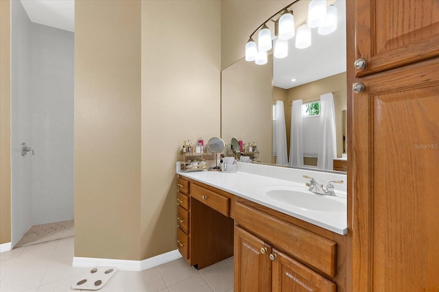 21705 67th Ave E, Bradenton, FL 34211 - bathroom featuring vanity, a tile shower, and tile patterned floors