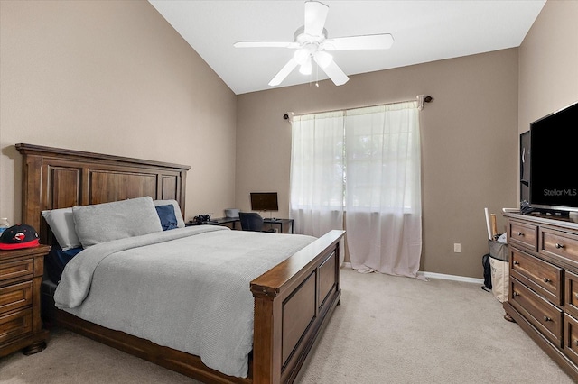 21705 67th Ave E, Bradenton, FL 34211 - bedroom featuring light colored carpet, ceiling fan, and lofted ceiling