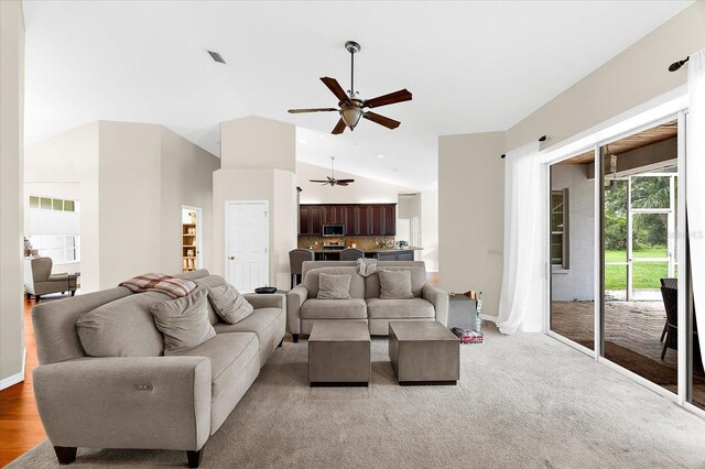 21705 67th Ave E, Bradenton, FL 34211 - living area featuring a ceiling fan and lofted ceiling