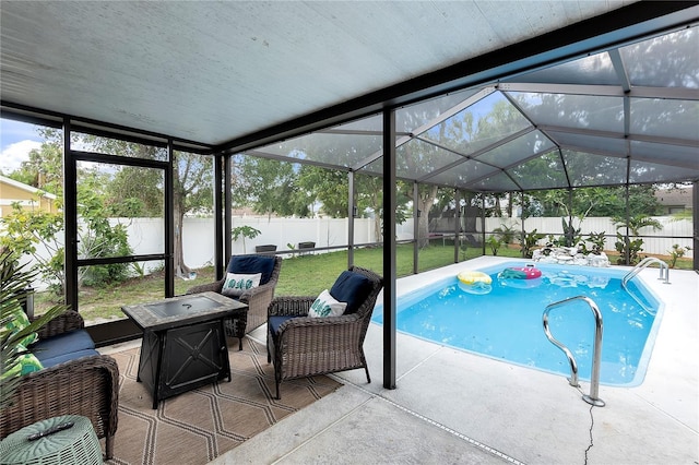 327 Francis Dr, Apollo Beach, FL 33572 - view of pool featuring a fenced backyard, a patio, and glass enclosure