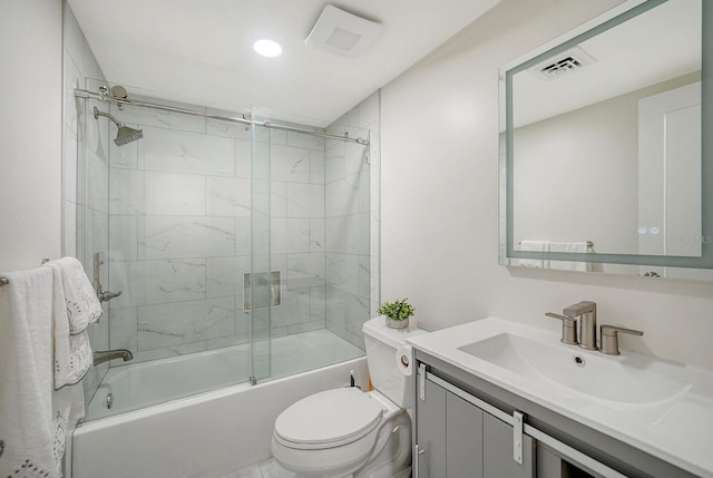 718 White Pine Tree Rd Unit 80, Venice, FL 34285 - bathroom featuring vanity, shower / bath combination with glass door, and recessed lighting
