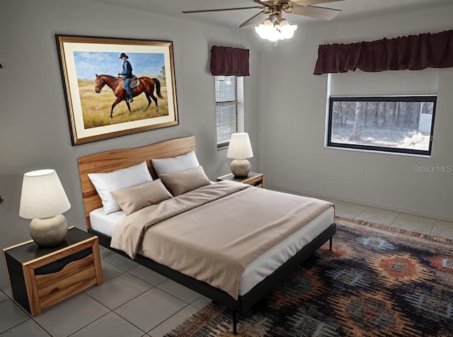 8851 S Brittany Path, Inverness, FL 34452 - bedroom featuring light tile patterned floors and a ceiling fan