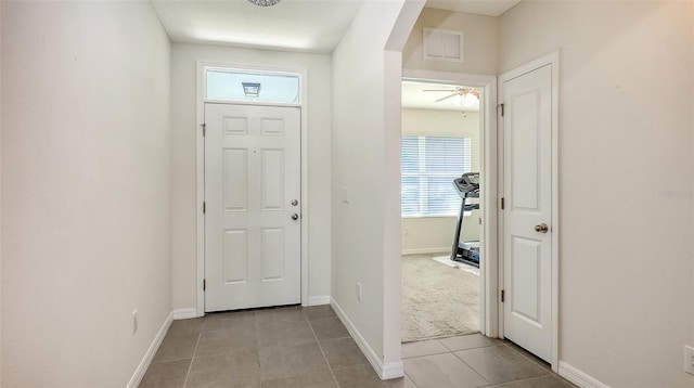 3813 Willow Branch Pl, Palmetto, FL 34221 - tiled entryway with baseboards and ceiling fan