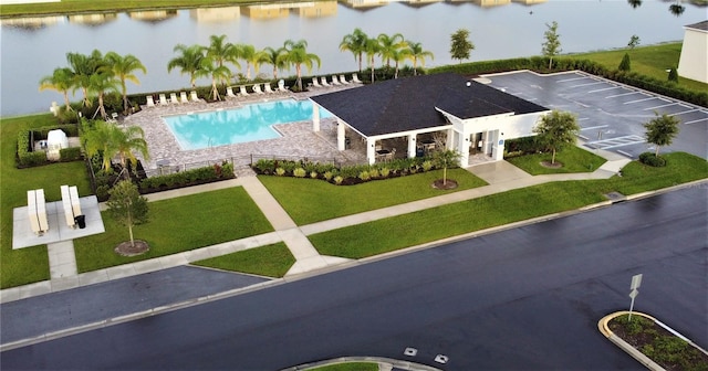 3813 Willow Branch Pl, Palmetto, FL 34221 - drone / aerial view of a nearby body of water and a pool area