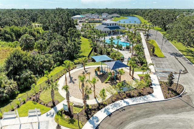 7160 Amelia River Dr, Parrish, FL 34219 - drone / aerial view of a pool and a nearby body of water