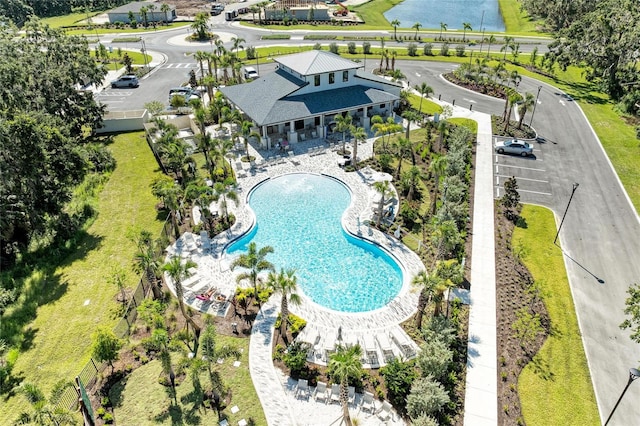 7160 Amelia River Dr, Parrish, FL 34219 - aerial view of a pool area and a nearby body of water