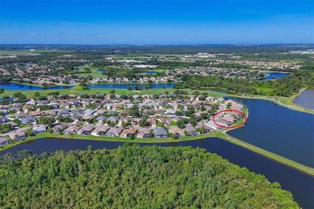 10571 Old Grove Cir, Bradenton, FL 34212 - aerial overview of property's location featuring nearby suburban area and a large body of water