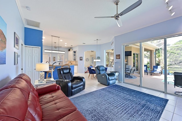 10571 Old Grove Cir, Bradenton, FL 34212 - living area featuring ceiling fan and light tile patterned floors