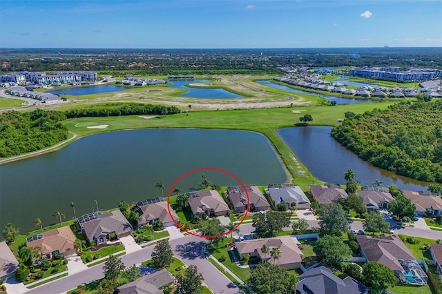 10571 Old Grove Cir, Bradenton, FL 34212 - aerial perspective of suburban area featuring a nearby body of water and a local golf course
