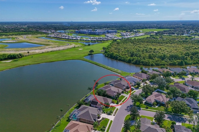 10571 Old Grove Cir, Bradenton, FL 34212 - aerial perspective of suburban area featuring a nearby body of water and a golf course