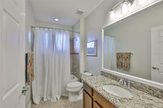 7344 Skybird Rd, Bradenton, FL 34209 - full bath with vanity, tile patterned floors, and shower / bathtub combination with curtain
