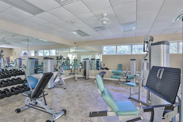 7344 Skybird Rd, Bradenton, FL 34209 - exercise room with a paneled ceiling