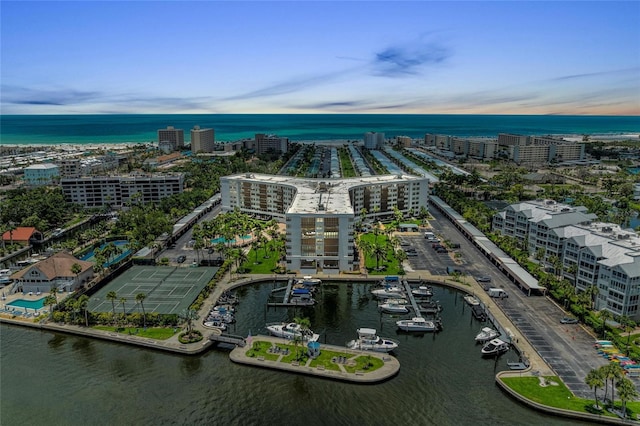 5855 Midnight Pass Rd Unit 416, Sarasota, FL 34242 - aerial view at dusk of a water view and a city view