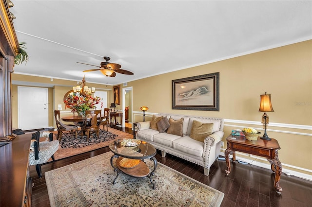 5855 Midnight Pass Rd Unit 416, Sarasota, FL 34242 - living area featuring wood finished floors, ceiling fan, and ornamental molding