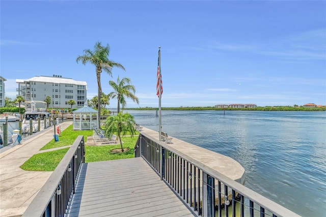 5855 Midnight Pass Rd Unit 416, Sarasota, FL 34242 - dock area featuring a gazebo and a water view