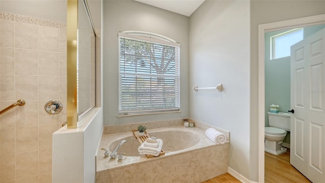 6206 Stillwater Ct, University Park, FL 34201 - full bath featuring a bath, healthy amount of natural light, wood finished floors, and a tile shower