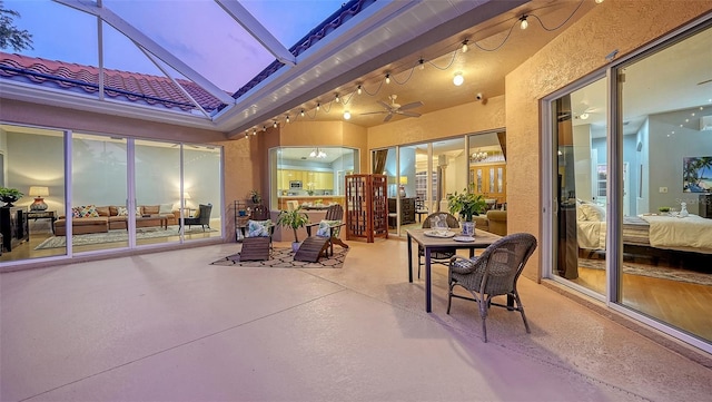 6206 Stillwater Ct, University Park, FL 34201 - view of patio / terrace with a ceiling fan and glass enclosure