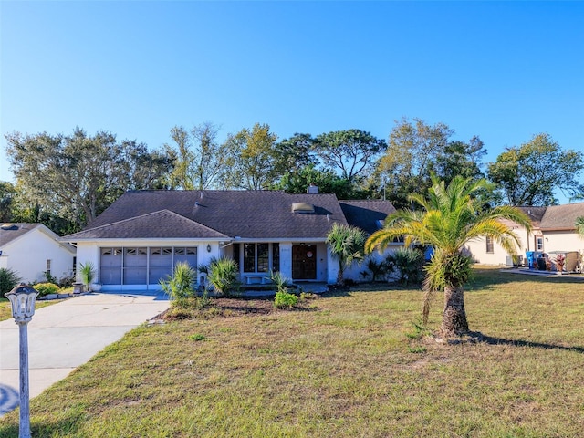 8260 Berkeley Manor Blvd, Spring Hill, FL 34606 - ranch-style home featuring a garage, driveway, a front yard, and stucco siding